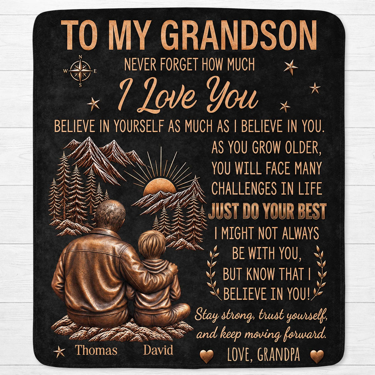 Personalized To My Grandson Grandpa Love Mountain Blanket