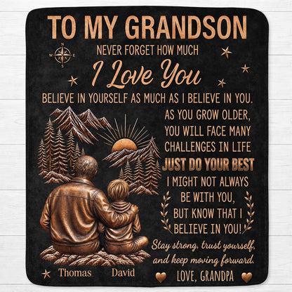 Personalized To My Grandson Grandpa Love Mountain Blanket