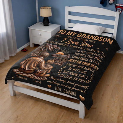 Personalized To My Grandson Grandpa Love Mountain Blanket