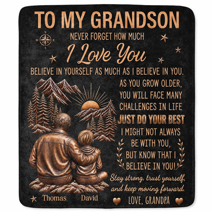 Personalized To My Grandson Grandpa Love Mountain Blanket