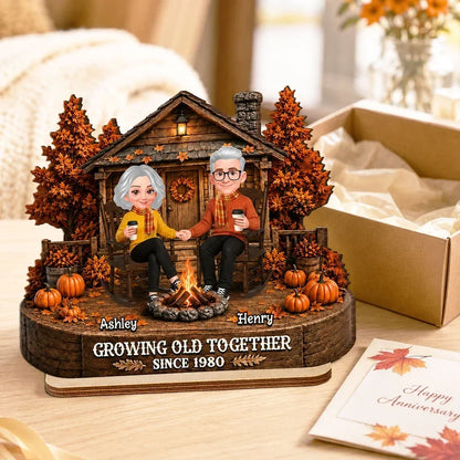 Personalized Growing Old Together Fall Cabin Plaque