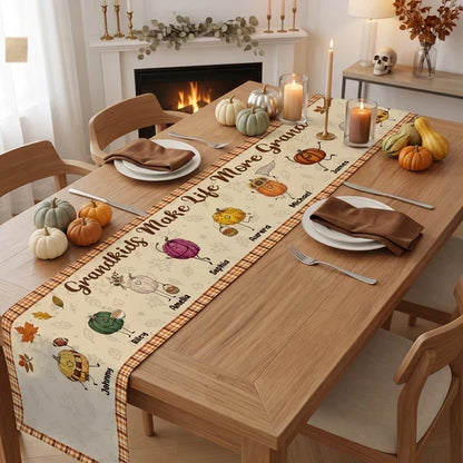 Personalized Grandkids Make Life More Grand Table Runner