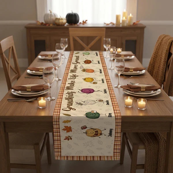 Personalized Grandkids Make Life More Grand Table Runner