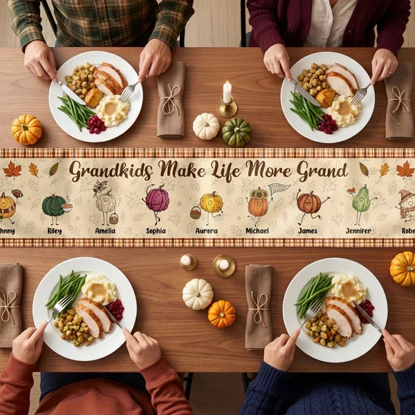 Personalized Grandkids Make Life More Grand Table Runner