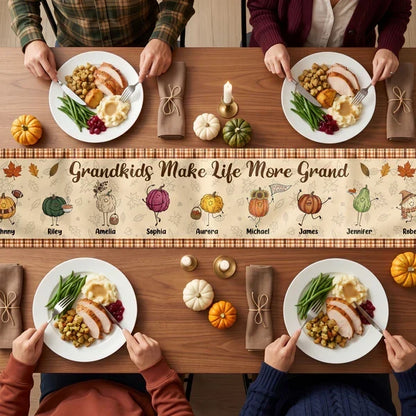 Personalized Grandkids Make Life More Grand Table Runner