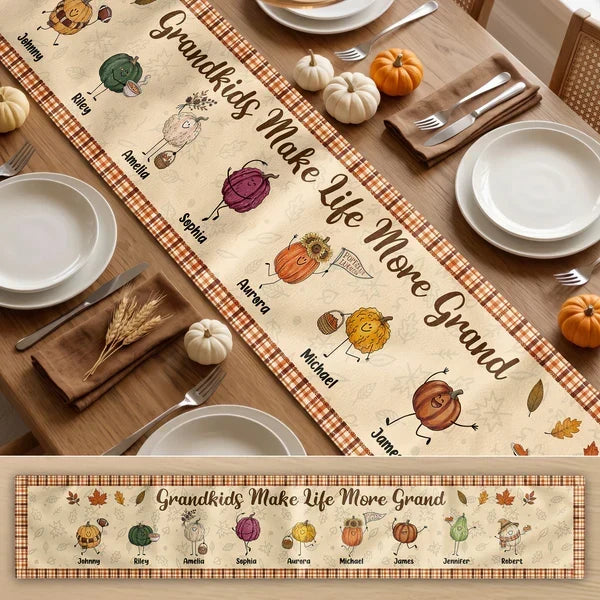 Personalized Grandkids Make Life More Grand Table Runner