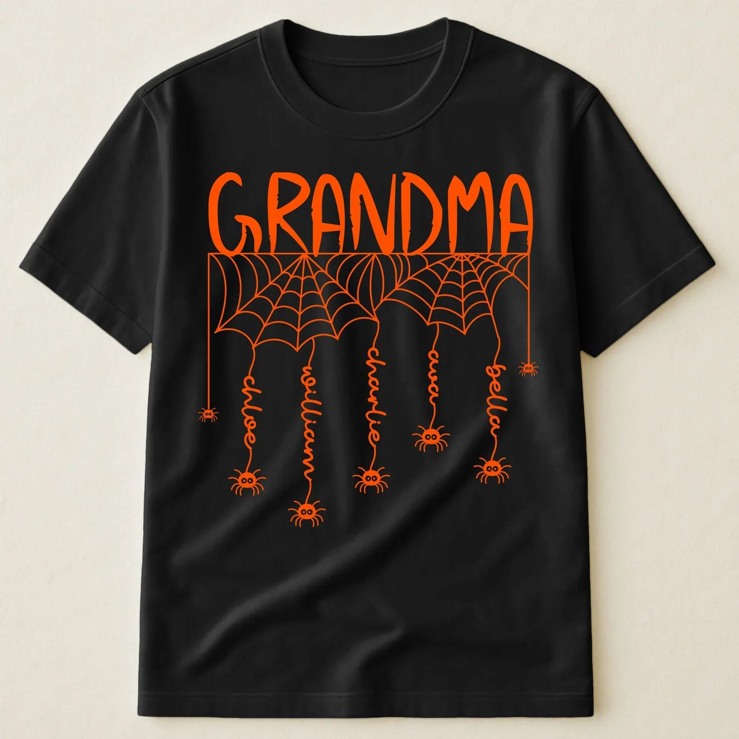 Personalized Grandma Spider Web Halloween T-Shirt