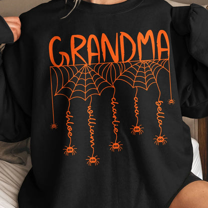 Personalized Grandma Spider Web Halloween T-Shirt