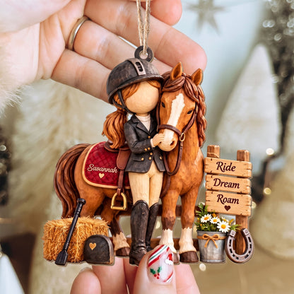 Personalized Ride Dream Roam Girl And Horse Wood Ornament