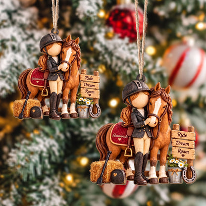 Personalized Ride Dream Roam Girl And Horse Wood Ornament