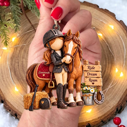Personalized Ride Dream Roam Girl And Horse Wood Ornament