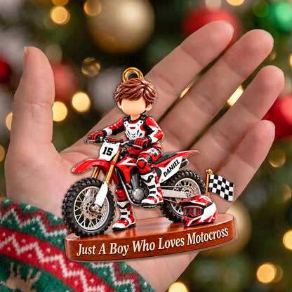 Personalized Just a Boy Who Loves Motocross Dirt Bike Ornament