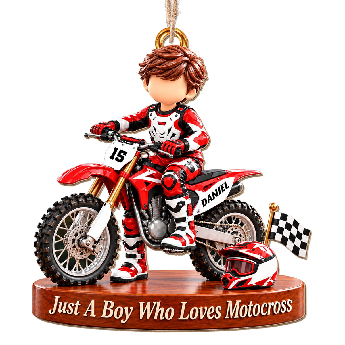 Personalized Just a Boy Who Loves Motocross Dirt Bike Ornament