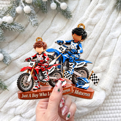 Personalized Just a Boy Who Loves Motocross Dirt Bike Ornament