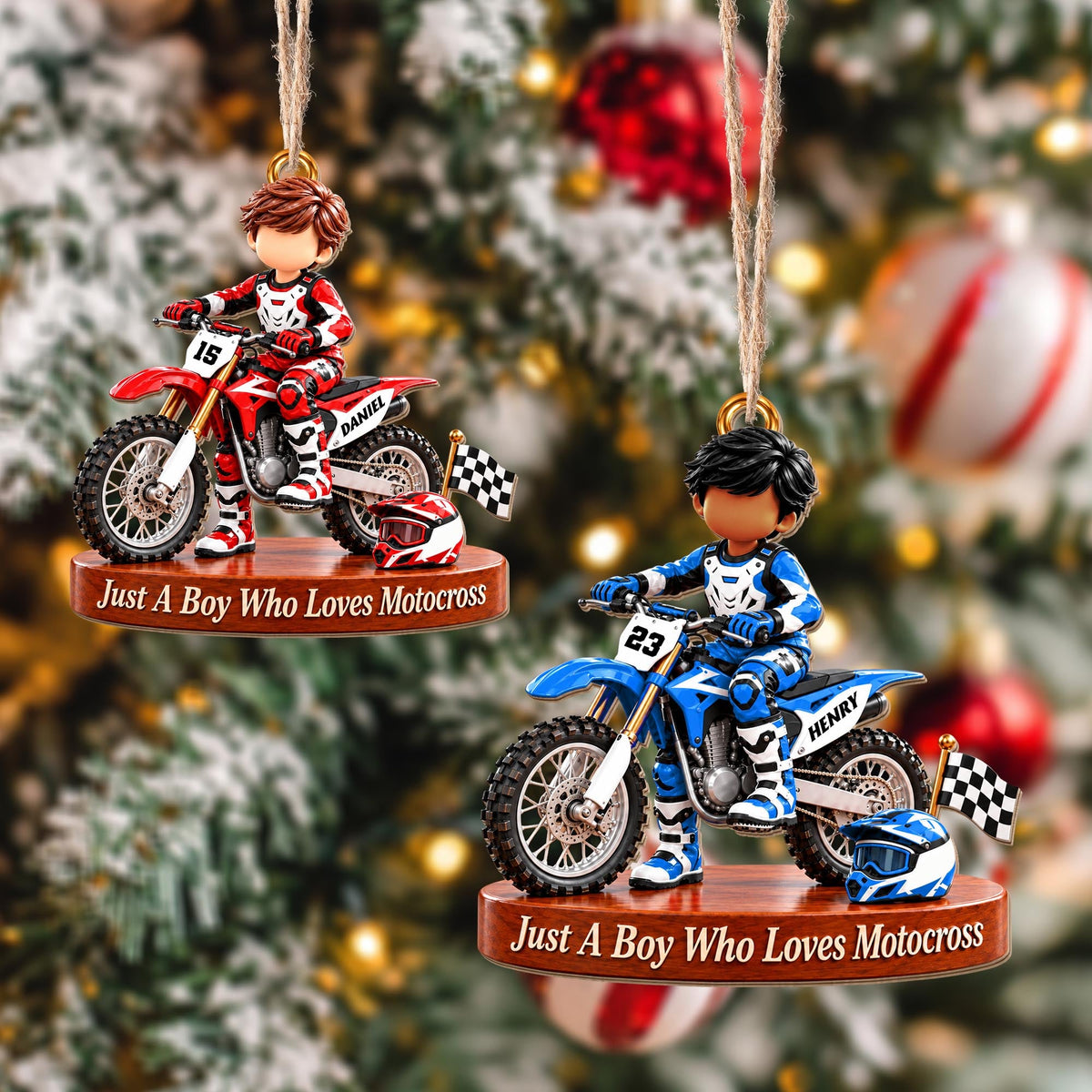Personalized Just a Boy Who Loves Motocross Dirt Bike Ornament