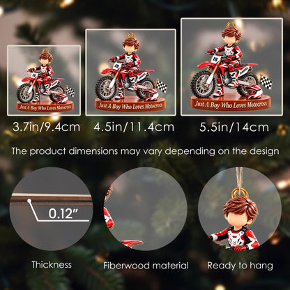 Personalized Just a Boy Who Loves Motocross Dirt Bike Ornament