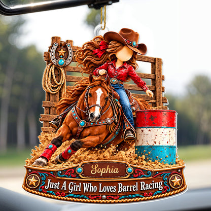Just A Girl Who Loves Barrel Racing Horse And Cowgirl - Personalized Custom Acrylic Ornament, Christmas Gift - HOB608_ACO