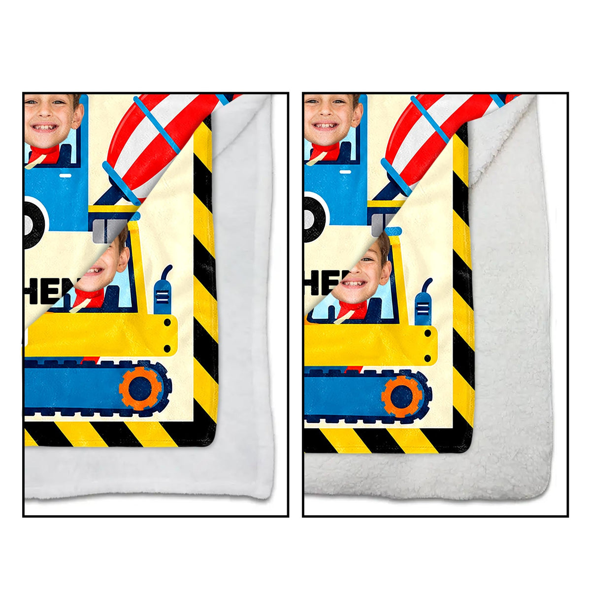A Busy Day On The Construction Site With Excavator And Bulldozer - Personalized Custom Blanket - HOB647_BLK