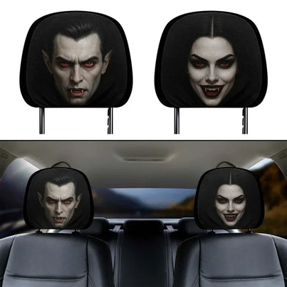 Personalized Car Headrest Cover Set, Halloween Horror Passengers, Unique Gift for Horror Fans