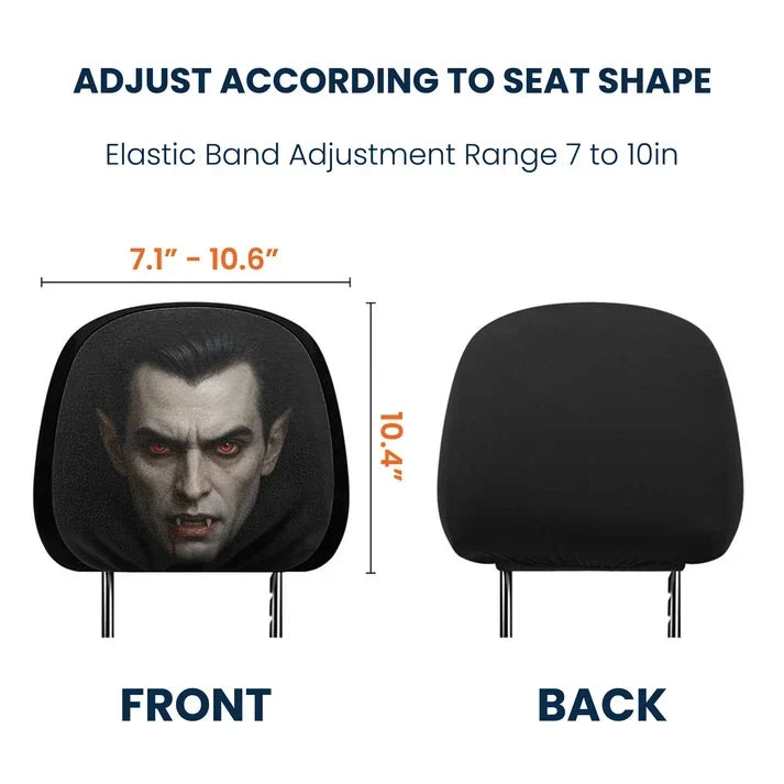 Personalized Car Headrest Cover Set, Halloween Horror Passengers, Unique Gift for Horror Fans