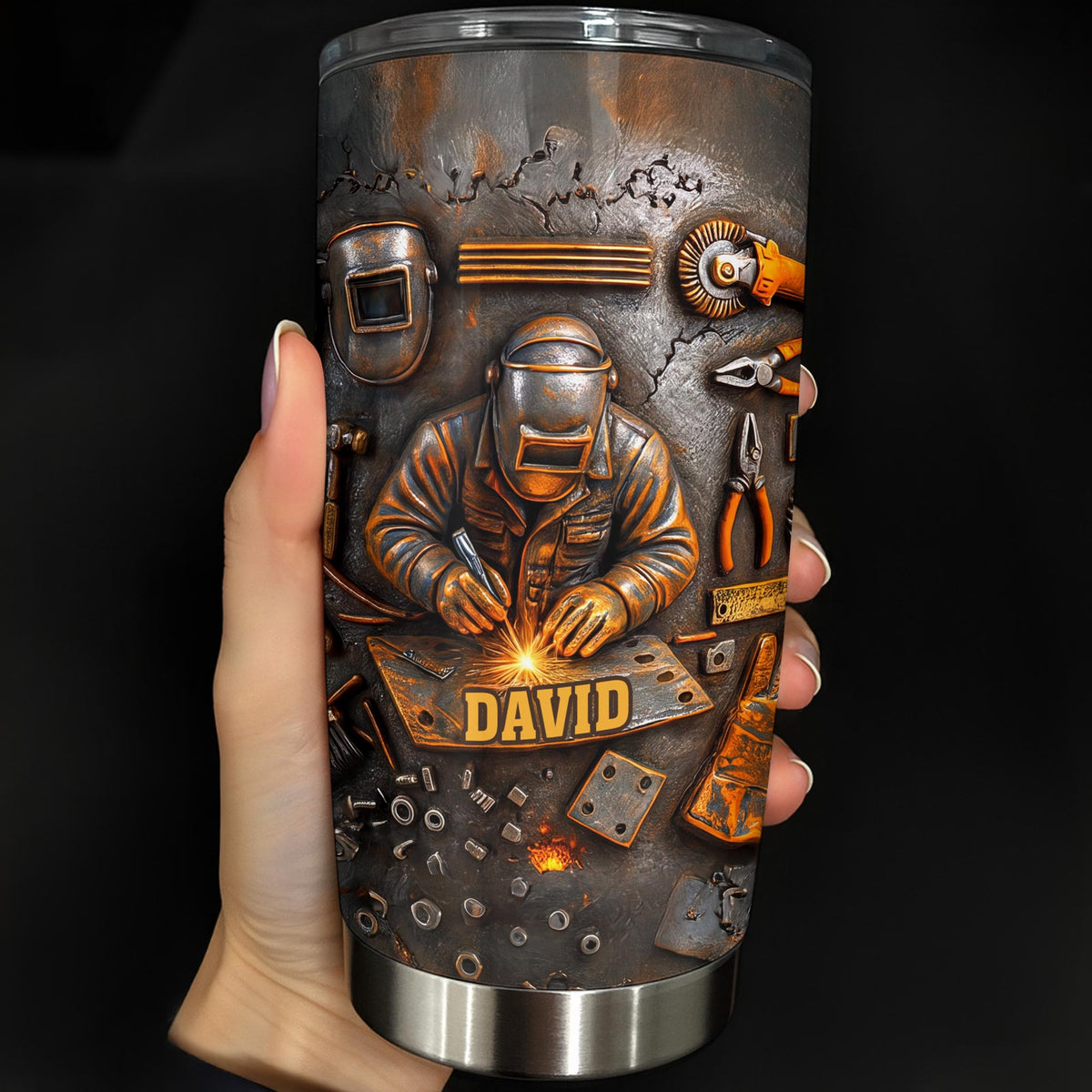 Personalized Welder Dad Metal Tools Stainless Steel Tumbler