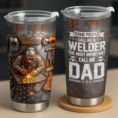 Personalized Welder Dad Metal Tools Stainless Steel Tumbler
