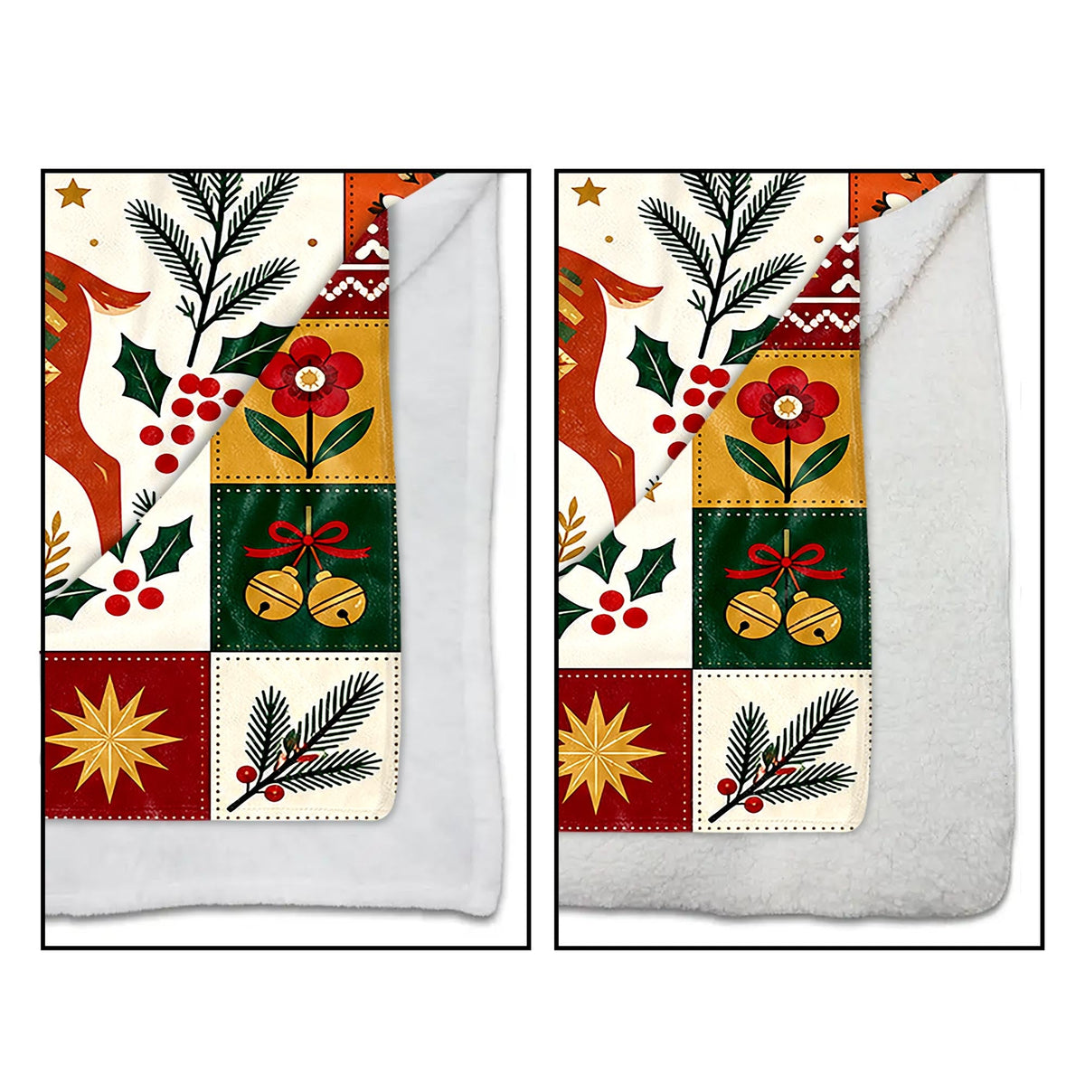 Warm Wishes And Holiday Cheer Reindeer Antlers With Ornaments - Personalized Custom Blanket - KID1019_BLK