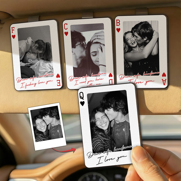 King & Queen Custom Couples Photo Drive Safe I Love You We're A Perfect Pair - Personalized Wooden Photo Car Visor
