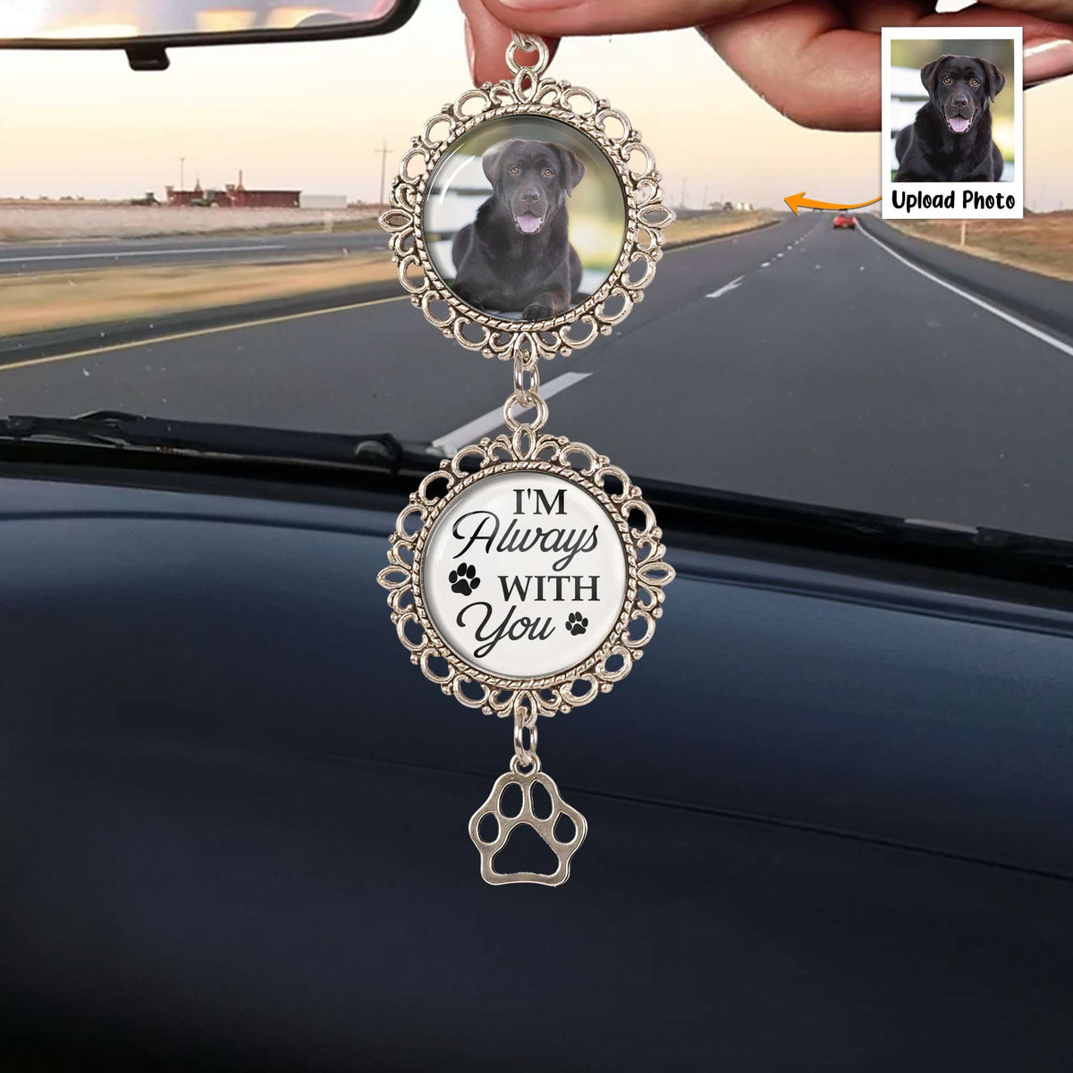 Personalized Photo Always With You Pet Memorial Car Ornament
