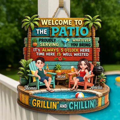Personalized Grillin And Chillin Patio Wooden Sign