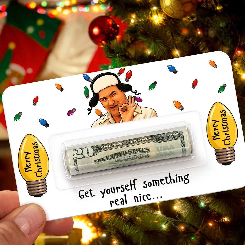 Personalized Money Holder Card, Funny Christmas Movie Design, Colorful Holiday Lights, Unique Gift