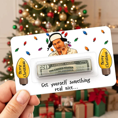 Personalized Money Holder Card, Funny Christmas Movie Design, Colorful Holiday Lights, Unique Gift