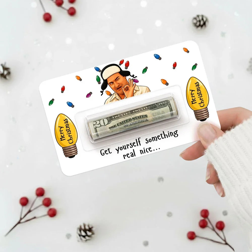 Personalized Money Holder Card, Funny Christmas Movie Design, Colorful Holiday Lights, Unique Gift