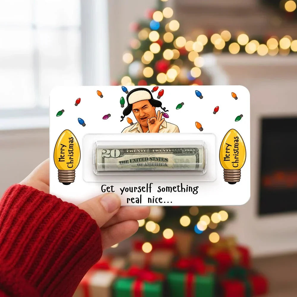 Personalized Money Holder Card, Funny Christmas Movie Design, Colorful Holiday Lights, Unique Gift