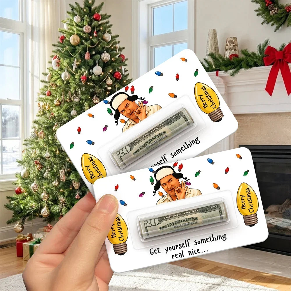 Personalized Money Holder Card, Funny Christmas Movie Design, Colorful Holiday Lights, Unique Gift