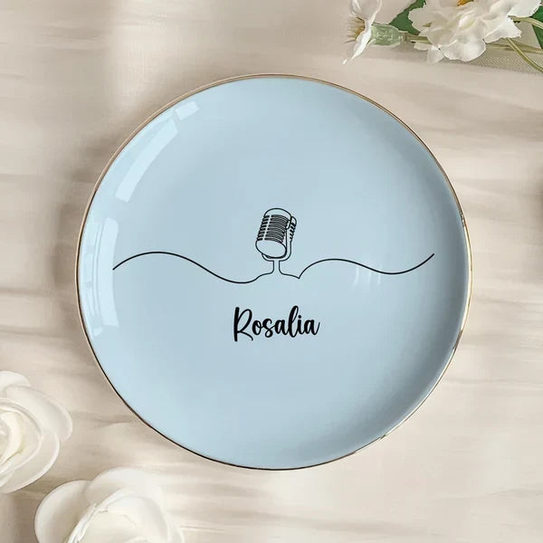 Personalized Musical Instrument Line Art Jewelry Dish