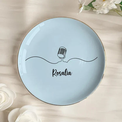Personalized Musical Instrument Line Art Jewelry Dish