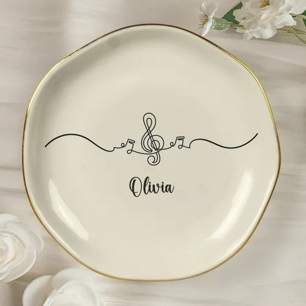 Personalized Musical Instrument Line Art Jewelry Dish