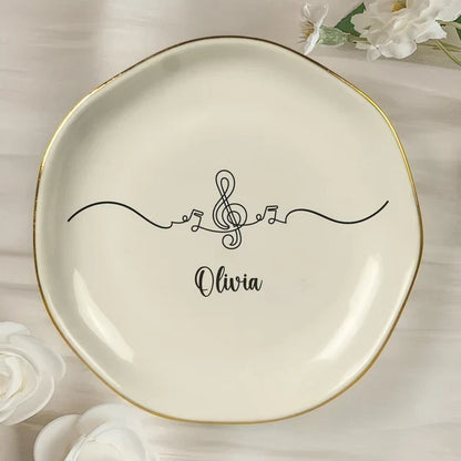 Personalized Musical Instrument Line Art Jewelry Dish
