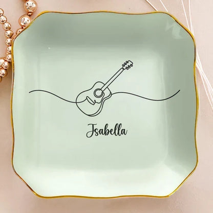 Personalized Musical Instrument Line Art Jewelry Dish