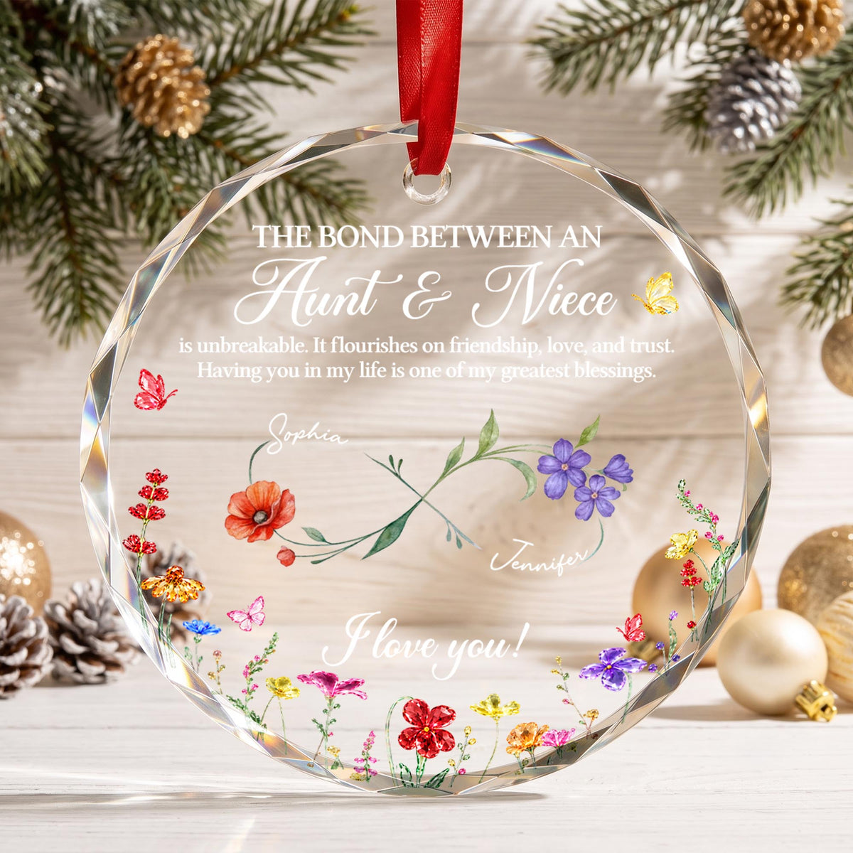 Personalized The Bond Between an Aunt and Niece Glass Ornament