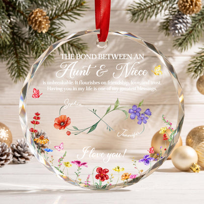 Personalized The Bond Between an Aunt and Niece Glass Ornament