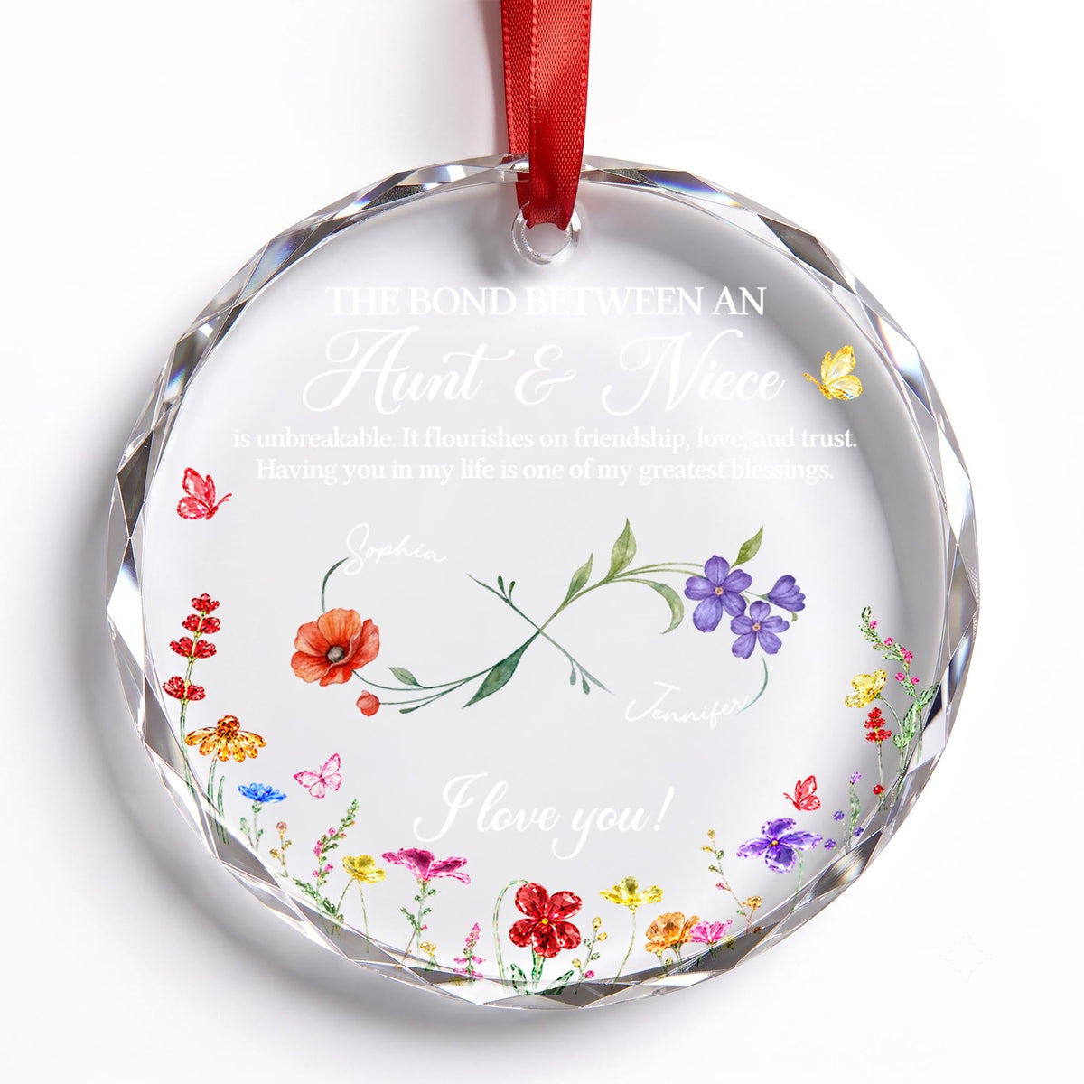 Personalized The Bond Between an Aunt and Niece Glass Ornament