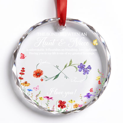 Personalized The Bond Between an Aunt and Niece Glass Ornament