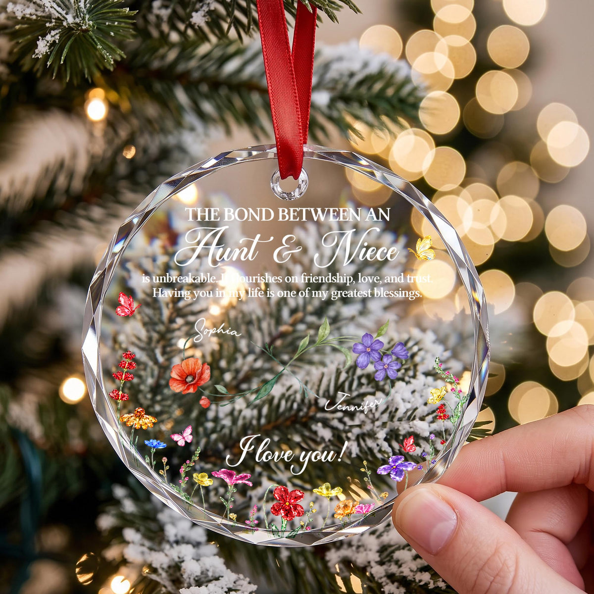 Personalized The Bond Between an Aunt and Niece Glass Ornament