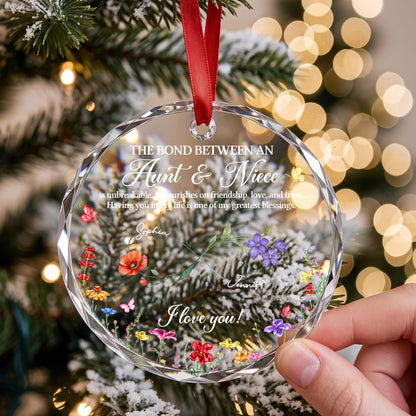 Personalized The Bond Between an Aunt and Niece Glass Ornament