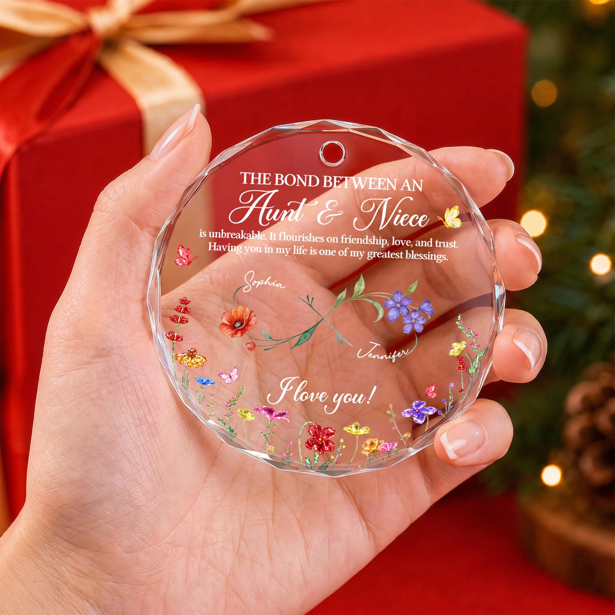 Personalized The Bond Between an Aunt and Niece Glass Ornament
