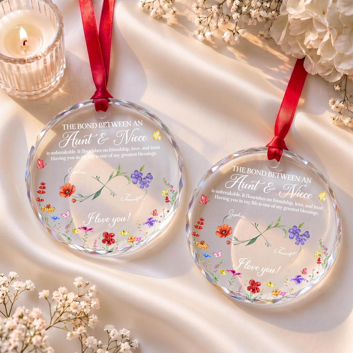 Personalized The Bond Between an Aunt and Niece Glass Ornament
