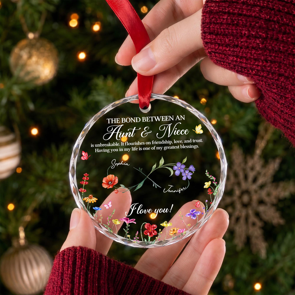 Personalized The Bond Between an Aunt and Niece Glass Ornament
