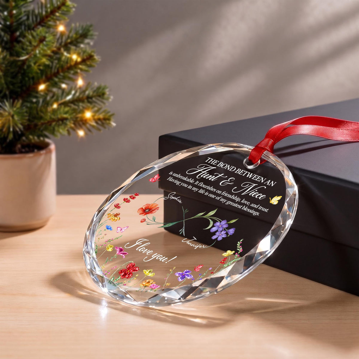 Personalized The Bond Between an Aunt and Niece Glass Ornament